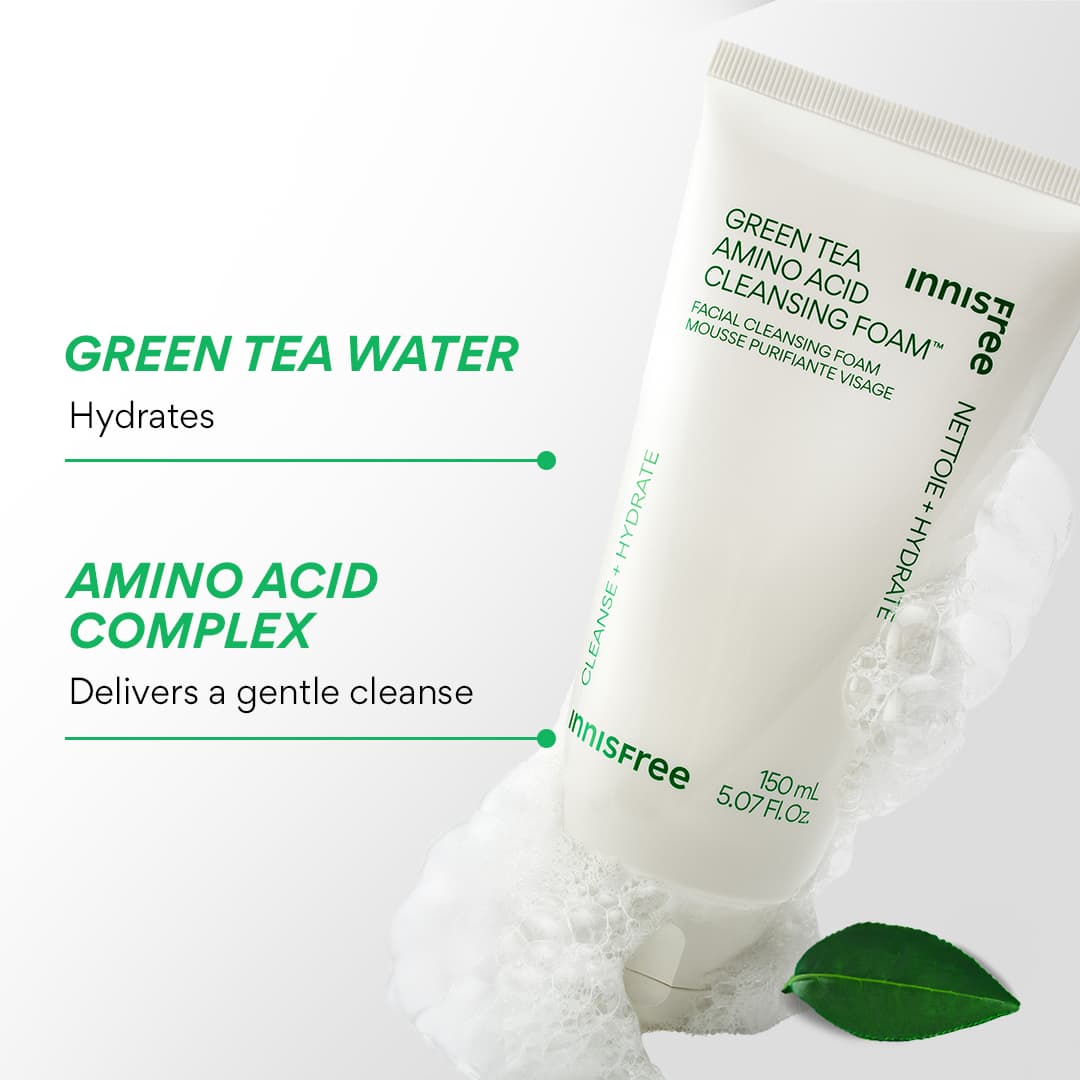 Green Tea Amino Acid Cleansing Foam – Gentle Face Cleanser - Image 3